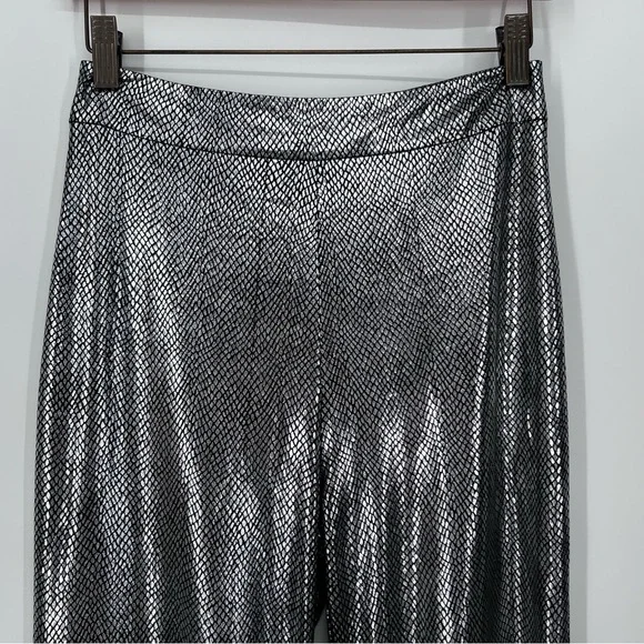 SOLD I.AM.GIA Metallic Silver Snakeskin Print Katana Ultra High Rise Flare Pants - Picture 3 of 8